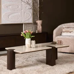 Elodie Salontafel Creme Marmer 128 cm