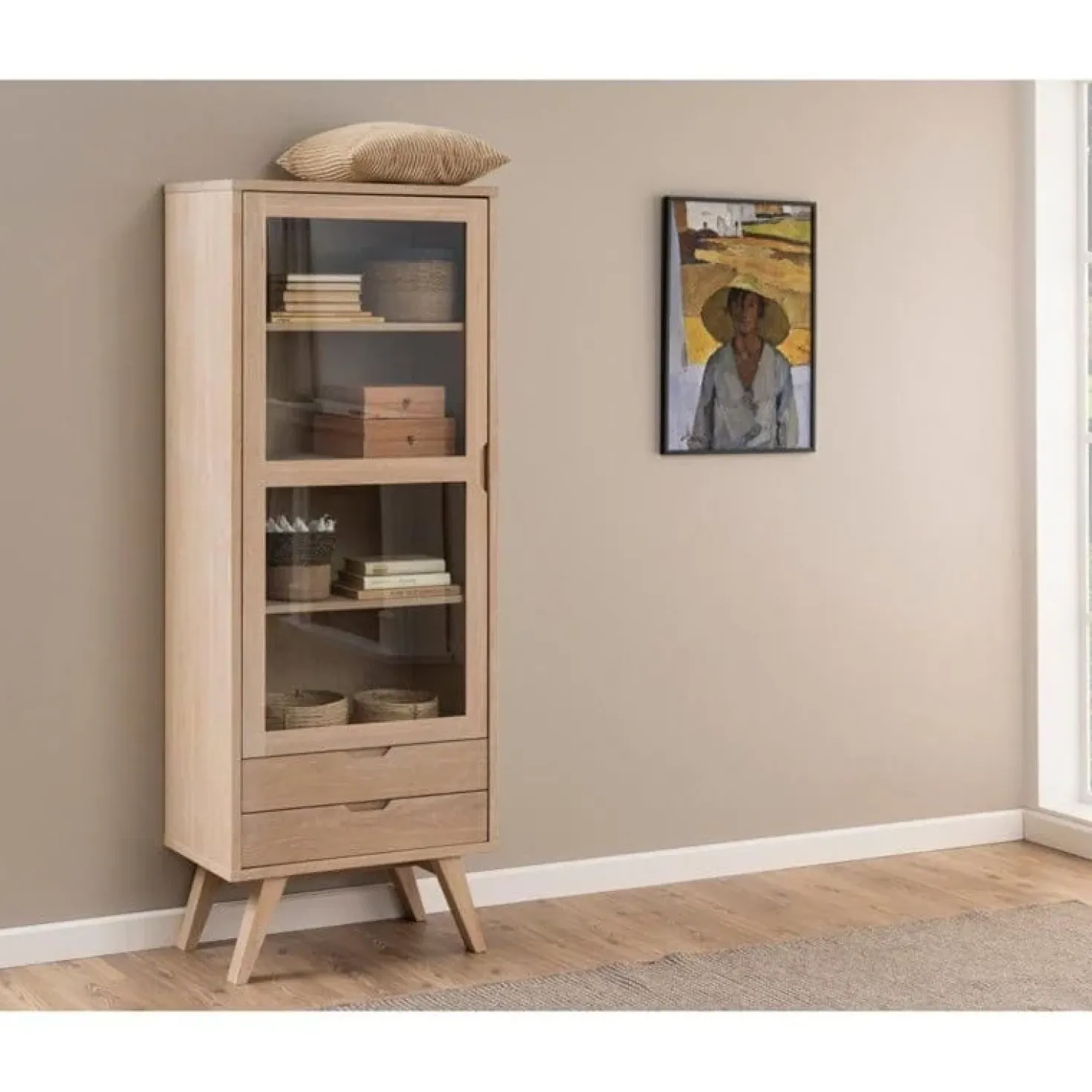 Eloria Vitrinekast hoog Naturel 72cm