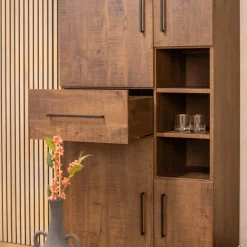 Elowen Wandkast hoog 4-deurs Donkerbruin 94cm