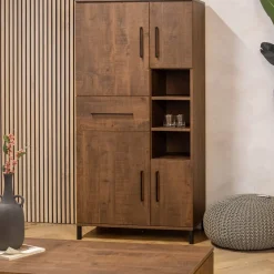 Elowen Wandkast hoog 4-deurs Donkerbruin 94cm