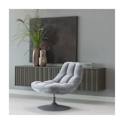 Elvi Draaifauteuil chenille structuur lichtgrijs