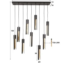 Elvira 9-lichts Hanglamp getrapt Zwart