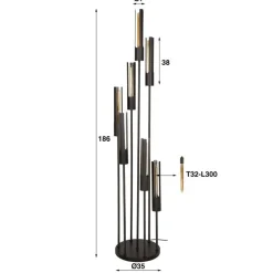Elvira 7-lichts Vloerlamp getrapt Zwart