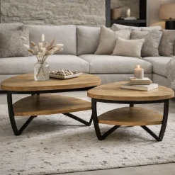 Emmy Salontafel S driehoek Naturel mangohout 70cm