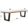 Evan eettafel industrieel 300cm 60mm dikte blad acaciahout