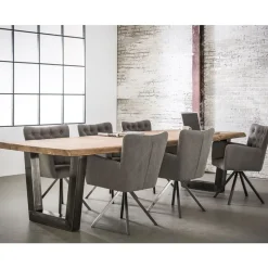 Evan eettafel industrieel 300cm 60mm dikte blad acaciahout