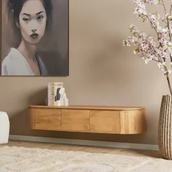 Evi Zwevend Tv meubel Naturel Mangohout 160cm