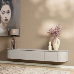 Evi Zwevend Tv meubel Taupe Mangohout 200cm