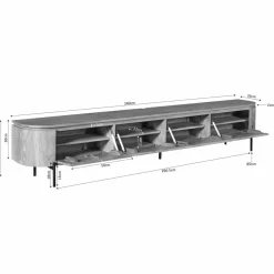 Evi Zwevend Tv meubel Taupe Mangohout 240cm