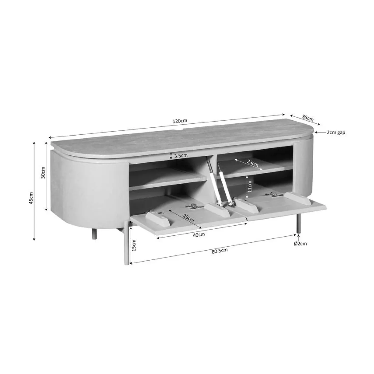 Evi Zwevend Tv meubel Walnoot Mangohout 120cm
