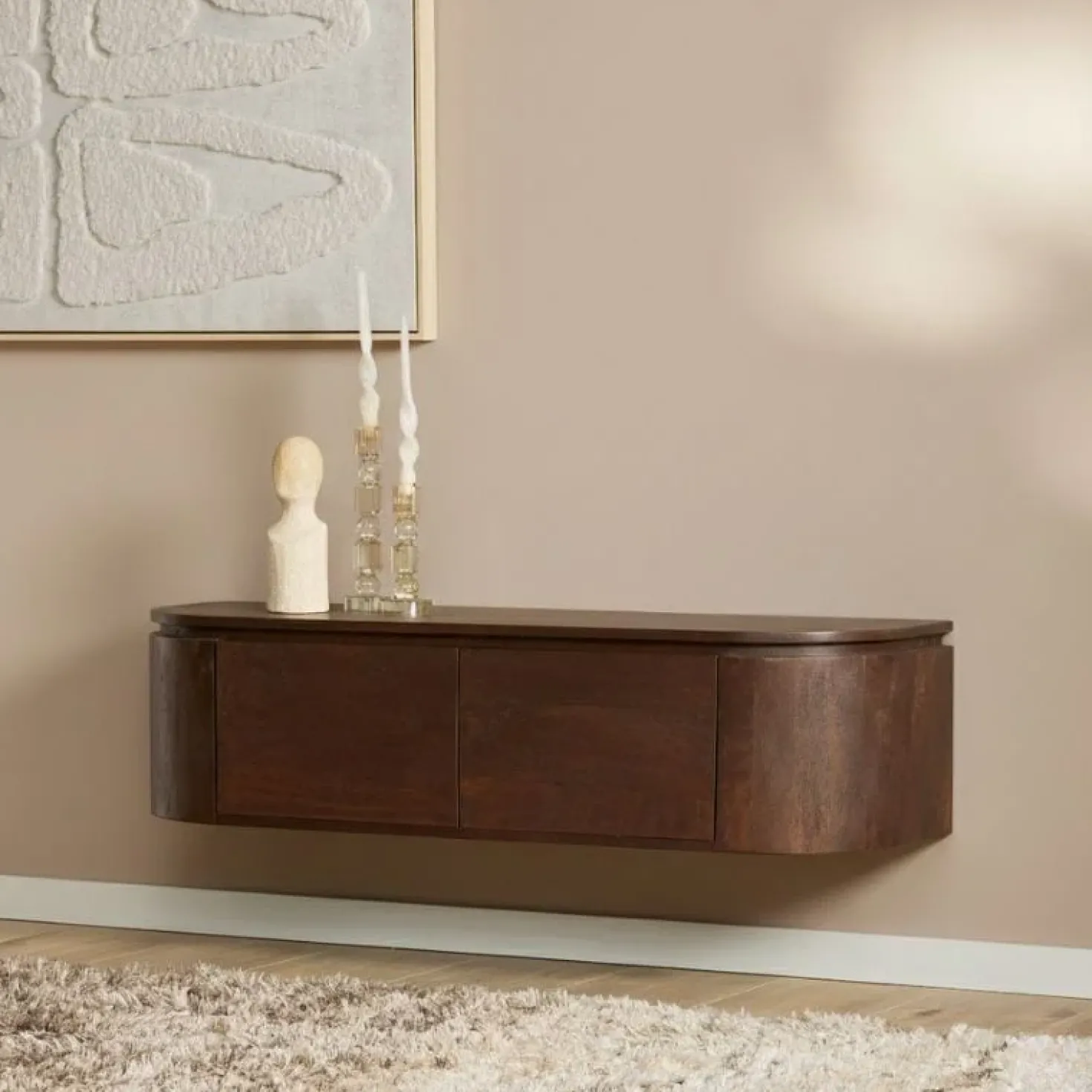 Evi Zwevend Tv meubel Walnoot Mangohout 120cm