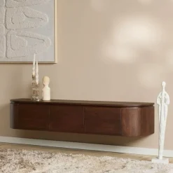 Evi Zwevend Tv meubel Walnoot Mangohout 160cm