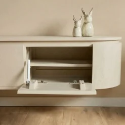 Evi Zwevend Tv meubel Zand Mangohout 240cm