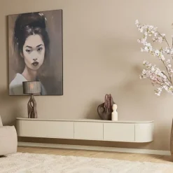Evi Zwevend Tv meubel Zand Mangohout 240cm