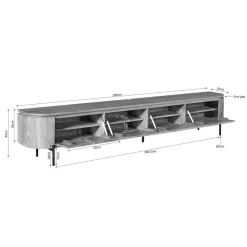 Evi Zwevend Tv meubel Zand Mangohout 240cm