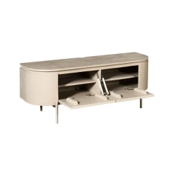 Evi Zwevend Tv meubel Zand Mangohout 120cm