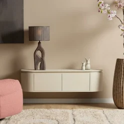 Evi Zwevend Tv meubel Zand Mangohout 120cm