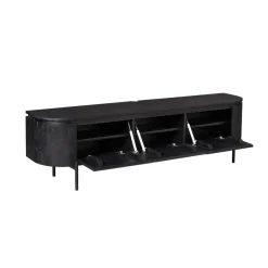 Evi Zwevend Tv meubel Zwart Mangohout 160cm