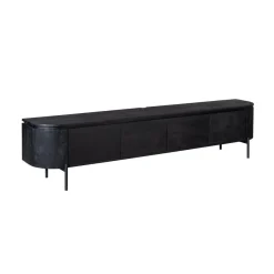 Evi Zwevend Tv meubel Zwart Mangohout 200cm