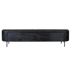 Evi Zwevend Tv meubel Zwart Mangohout 200cm