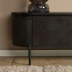 Evi Zwevend Tv meubel Zwart Mangohout 200cm