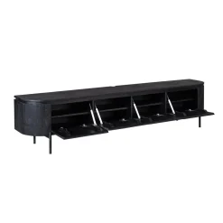 Evi Zwevend Tv meubel Zwart Mangohout 200cm