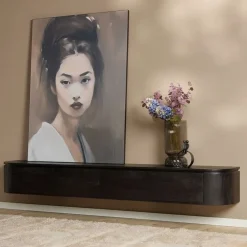 Evi Zwevend Tv meubel Zwart Mangohout 240cm
