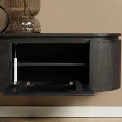Evi Zwevend Tv meubel Zwart Mangohout 240cm