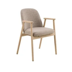 Evron Eetkamerstoel Beige met naturel poten