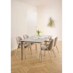 Evron Eetkamerstoel Beige met naturel poten