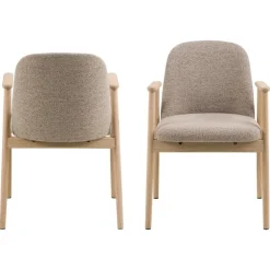 Evron Eetkamerstoel Beige met naturel poten