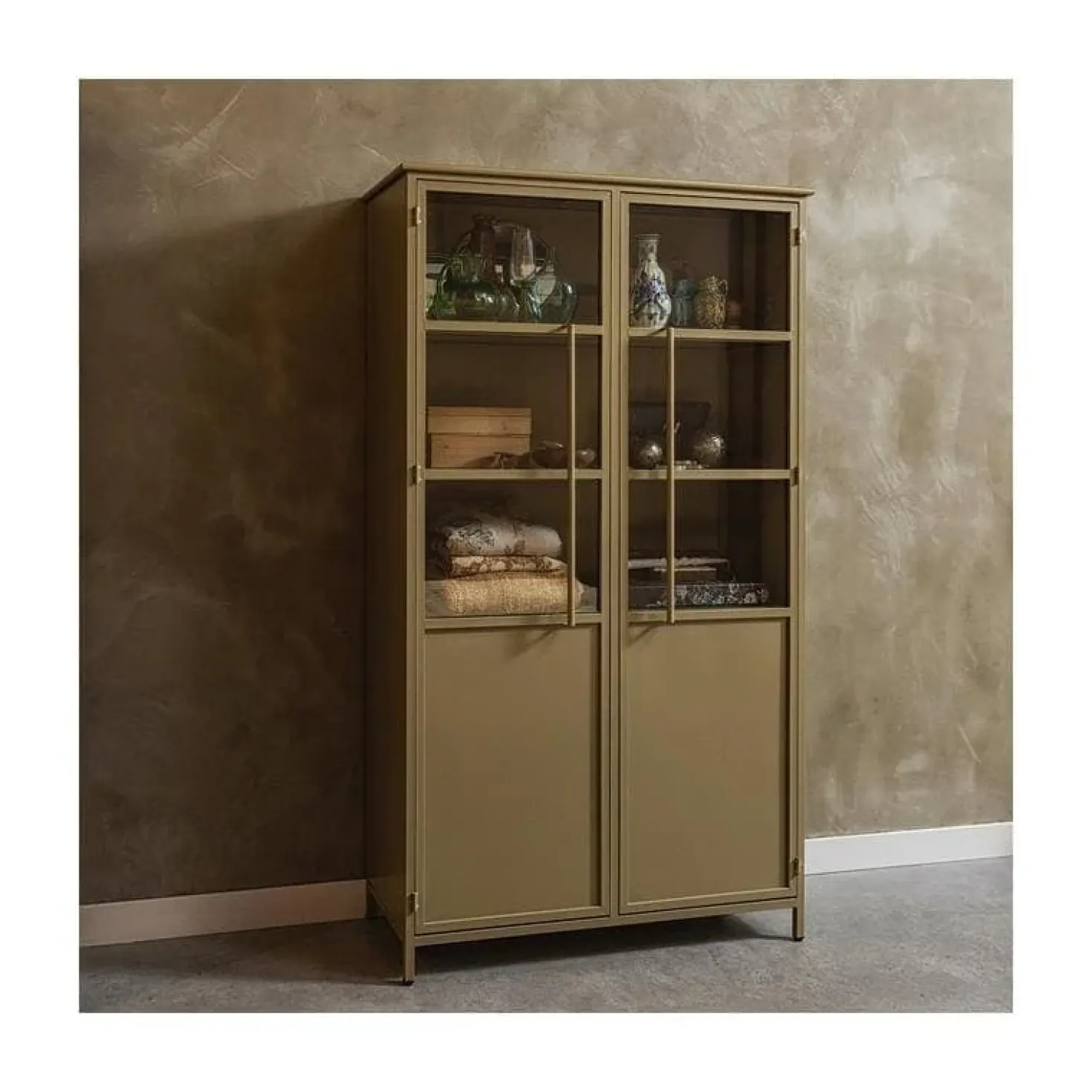 Exhibit Vitrinekast metaal khaki 99 cm