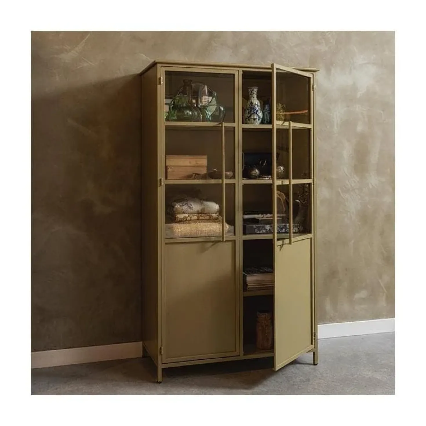 Exhibit Vitrinekast metaal khaki 99 cm
