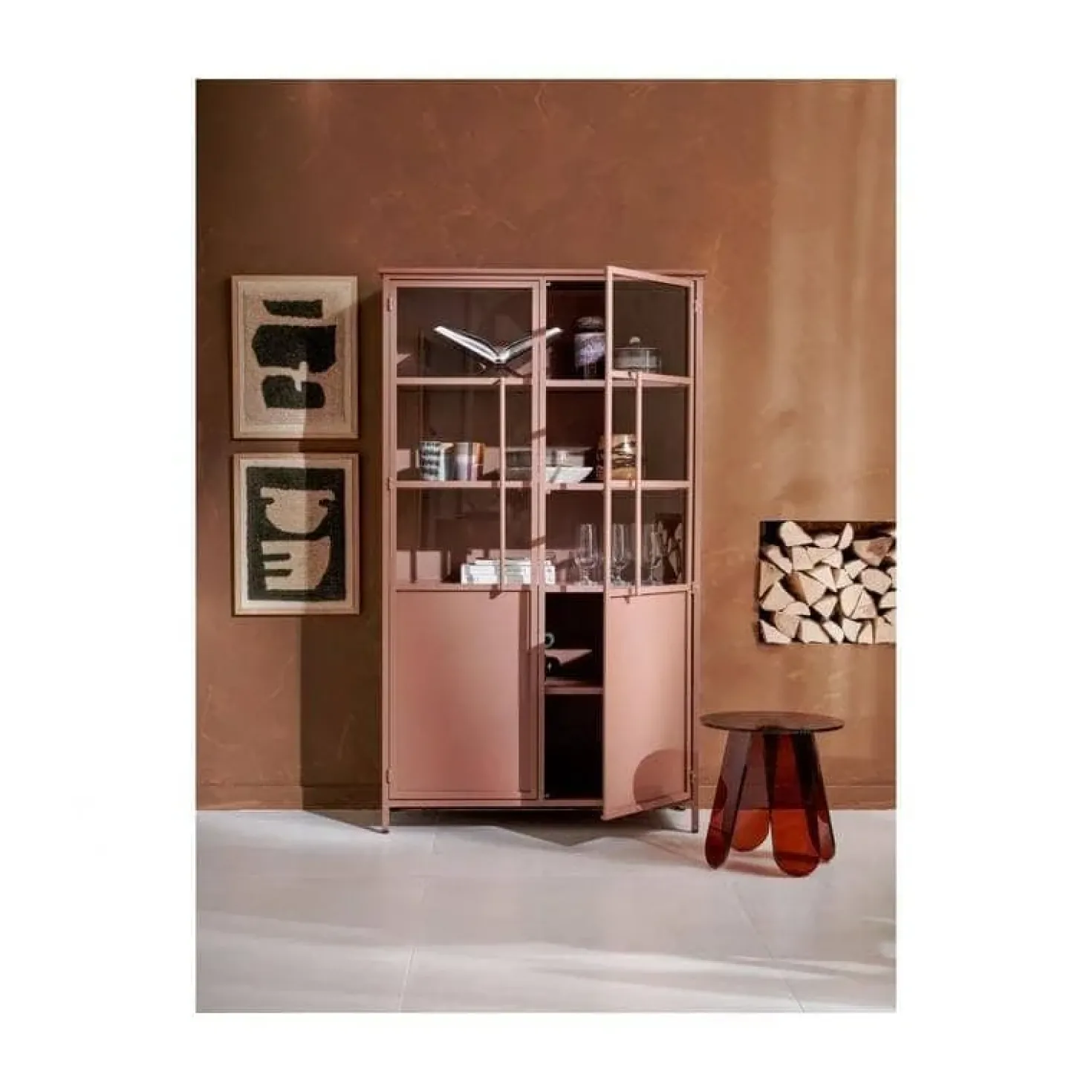 Exhibit Vitrinekast metaal tan 99 cm