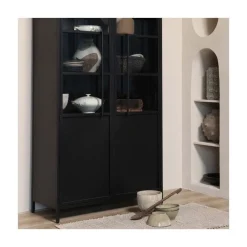Exhibit Vitrinekast metaal zwart 99 cm