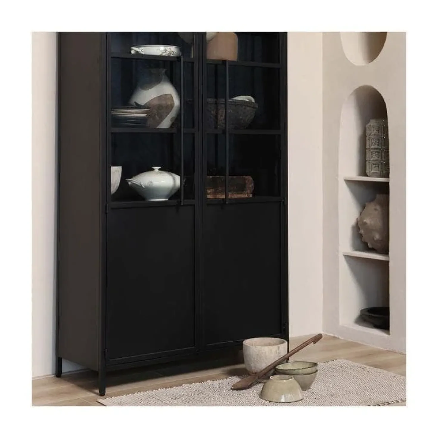 Exhibit Vitrinekast metaal zwart 99 cm