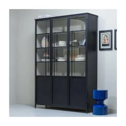 Exhibit XL 3-deurs Vitrinekast metaal zwart