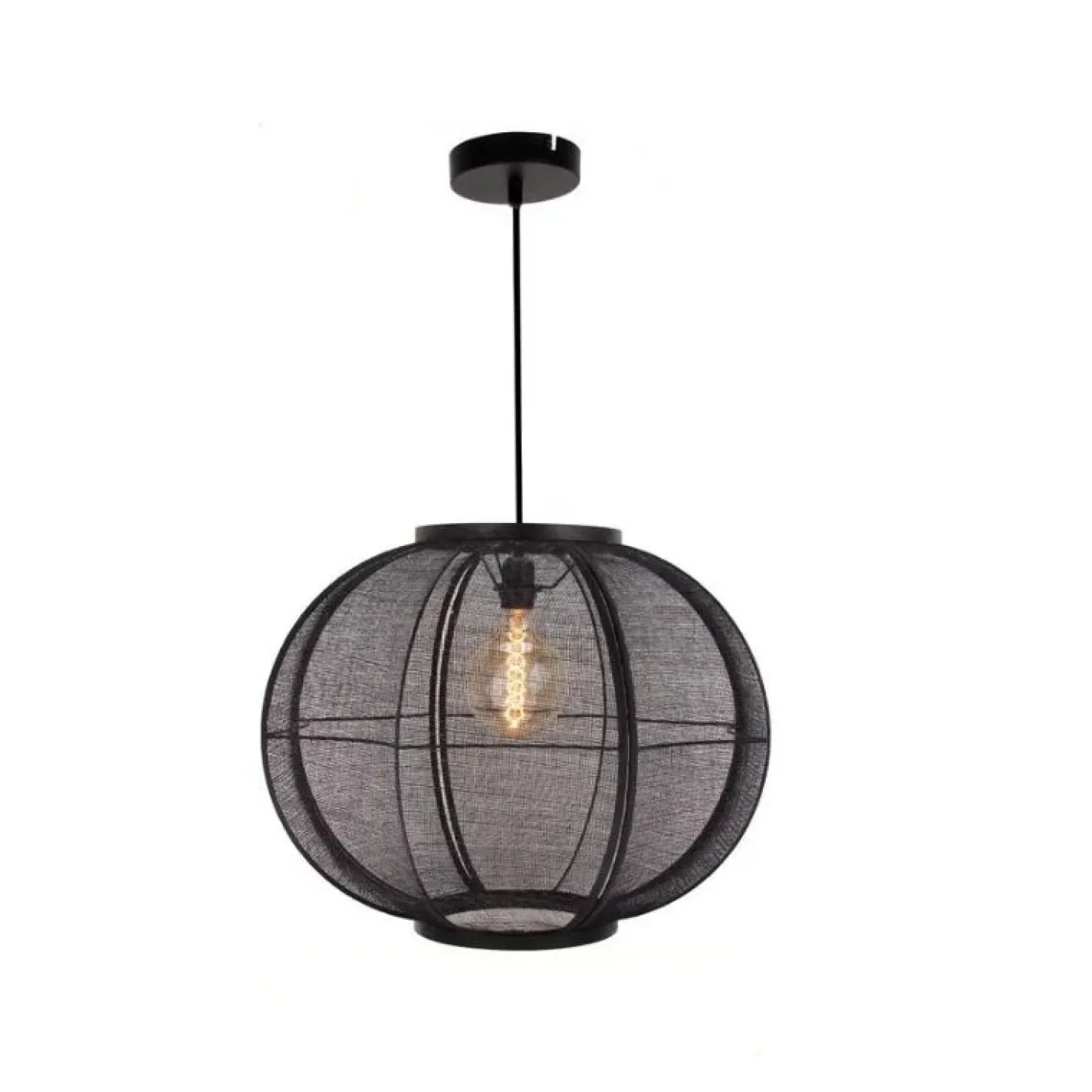 Fabric 1-lichts Hanglamp Zwart 58cm
