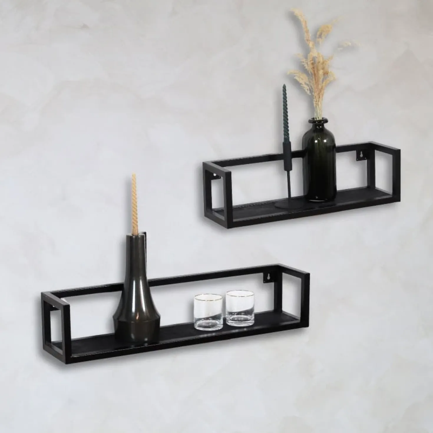 Farrow wandplank hout vintage zwart 40