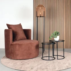 Fauteuil Evy Rust Velours 90cm