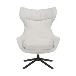 Fauteuil Hannah met voetenbank Gebroken wit