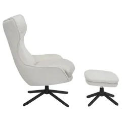 Fauteuil Hannah met voetenbank Gebroken wit