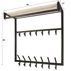 Fenna Kapstok hoog met hoedenplank 21 haken Travertine 85cm