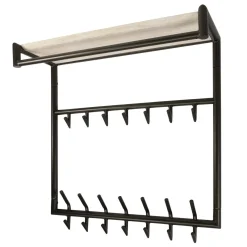 Fenna Kapstok hoog met hoedenplank 21 haken Travertine 85cm