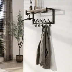 Fenna Kapstok met hoedenplank 10 haken Travertine 65cm