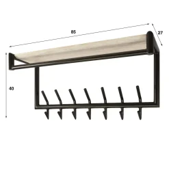 Fenna Kapstok met hoedenplank 14 haken Travertine 85cm