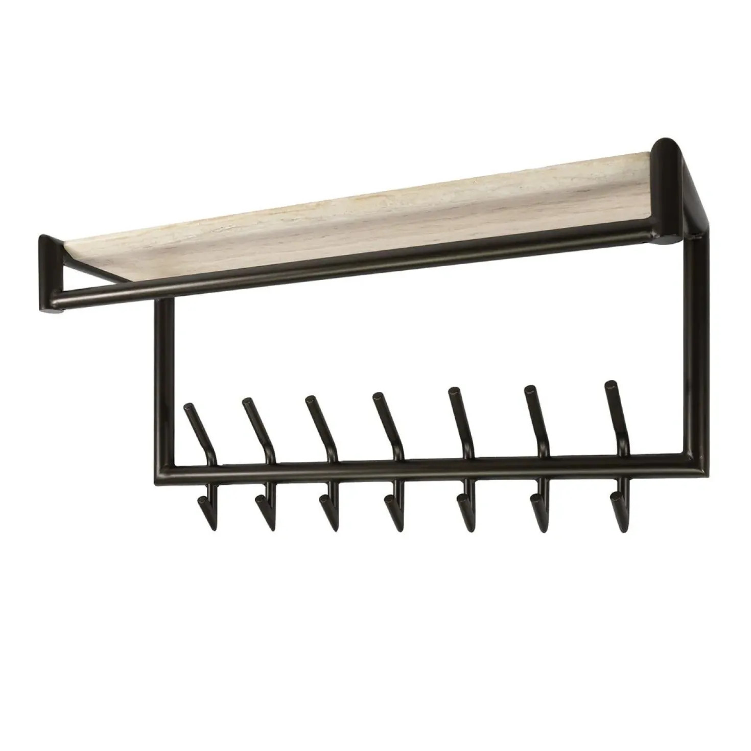 Fenna Kapstok met hoedenplank 14 haken Travertine 85cm