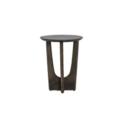 Fermo Bijzettafel rond mangohout olijfbruin 40cm