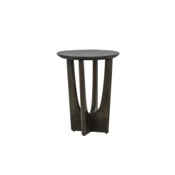 Fermo Bijzettafel rond mangohout olijfbruin 40cm
