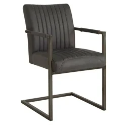 Ferro Eetkamerstoel armleuning microvezel antraciet 52cm